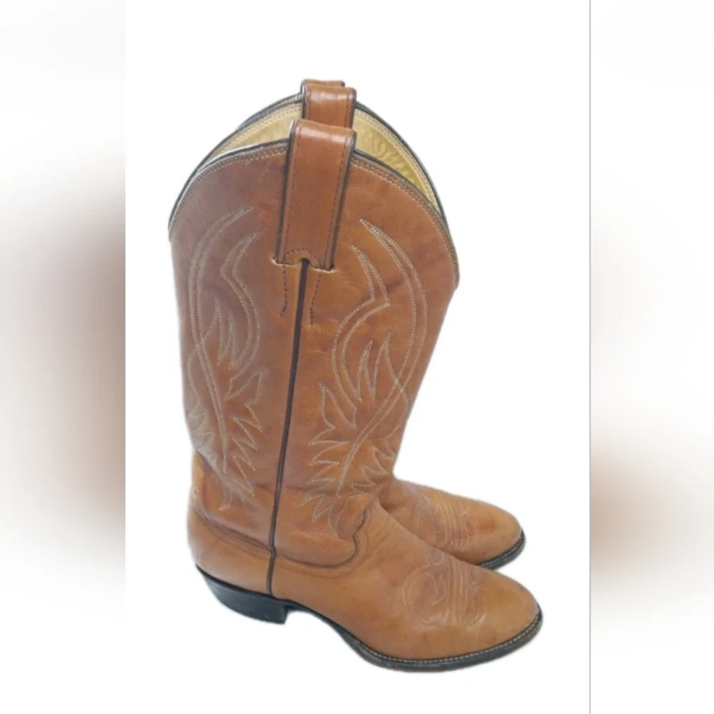 Justin Western Cowboy Boots Men's Size 8.5 B Brown Leather